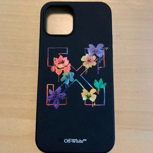 Off-White Iphone case  - black with multi-coloured flowers